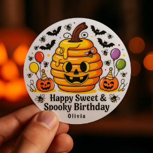 Sweet and Spooky Halloween Birthday Party Favour Classic Round Sticker