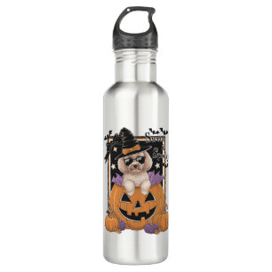Sweet and Spooky Poodle and Pumpkin 710 Ml Water Bottle