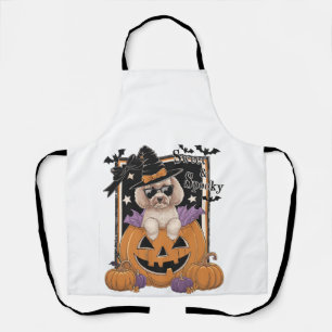 Sweet and Spooky Poodle and Pumpkin Apron