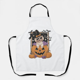 Sweet and Spooky Poodle and Pumpkin Apron