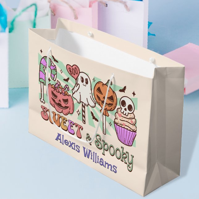 Sweet and spooky, trick or treat cream white large gift bag (Creator Uploaded)