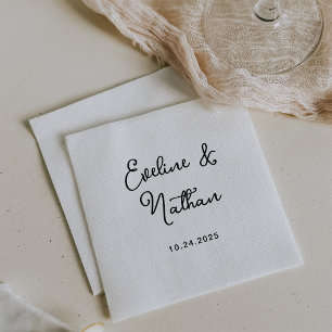 Sweet and Whimsical Black and White Wedding Napkin