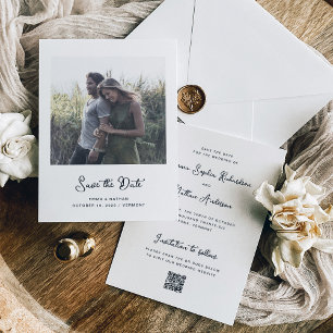 Sweet and Whimsical Photo and QR Code Save The Date