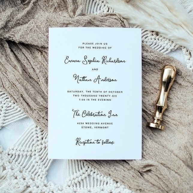 Sweet and Whimsical Simple Black and White Wedding Invitation (A simple and stylish wedding invitation)