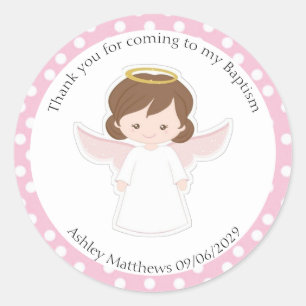 Sweet Angel Baptism First Communion Party Favour   Classic Round Sticker