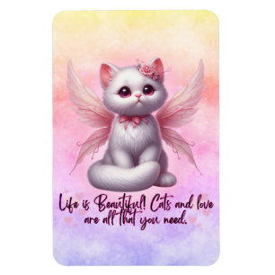 Sweet angel kitten with wings life is beautiful magnet