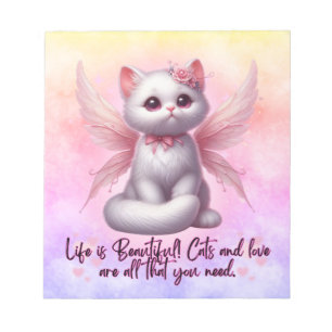Sweet angel kitten with wings life is beautiful notepad