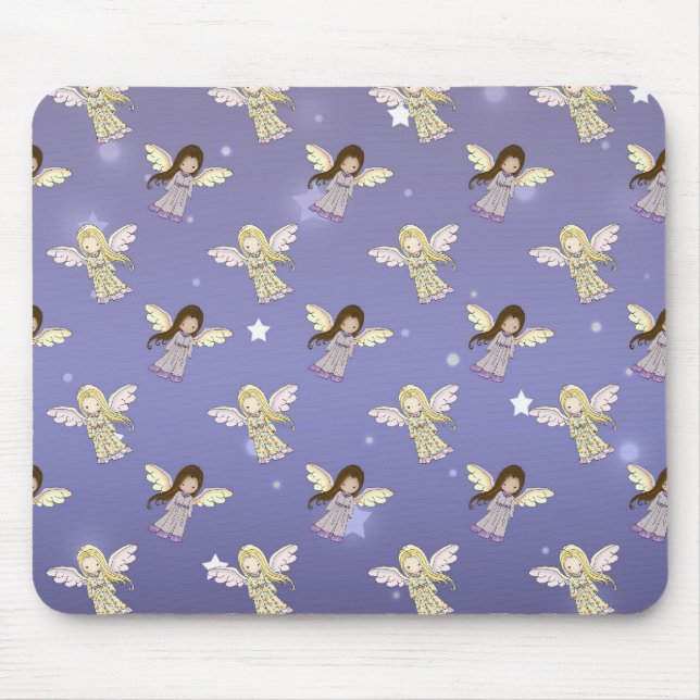 Sweet Angels in the Stars Pattern Mouse Pad (Front)