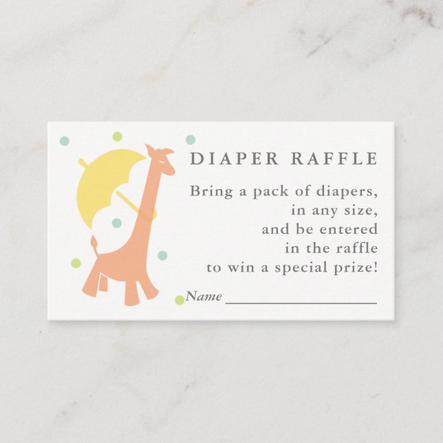 Sweet Animal Baby Diaper Raffle Ticket Enclosure Card (Front)