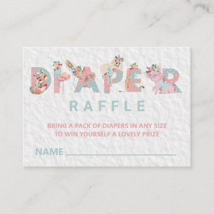 *~* Sweet Animals Letters Baby Diaper Raffle Enclosure Card