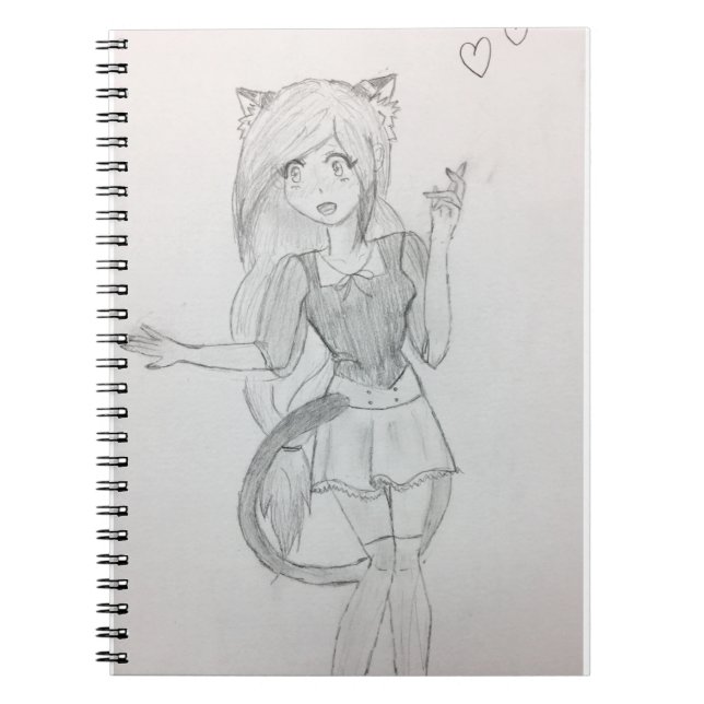 Sweet Anime Cat Girl Notebook (Front)