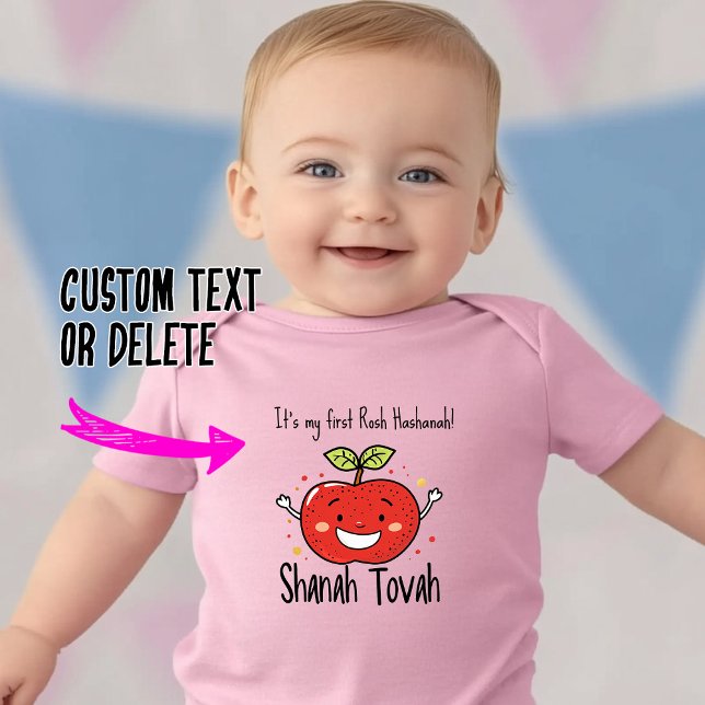  🍎 Sweet Apple Joy with custom text Baby Bodysuit (🍎 Sweet Apple Joy with custom text Baby Bodysuit)