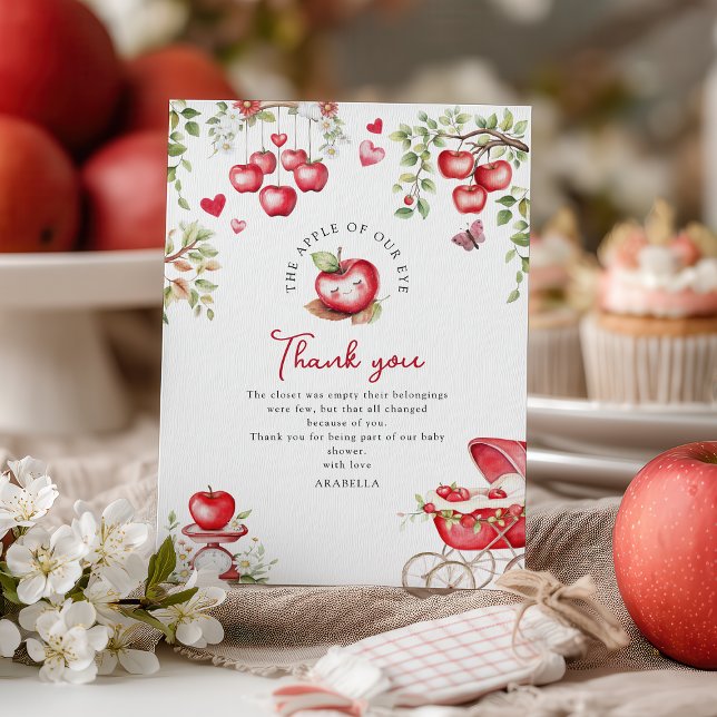 Sweet Apple Of Our Eye Baby Shower Thank You Card (Creator Uploaded)