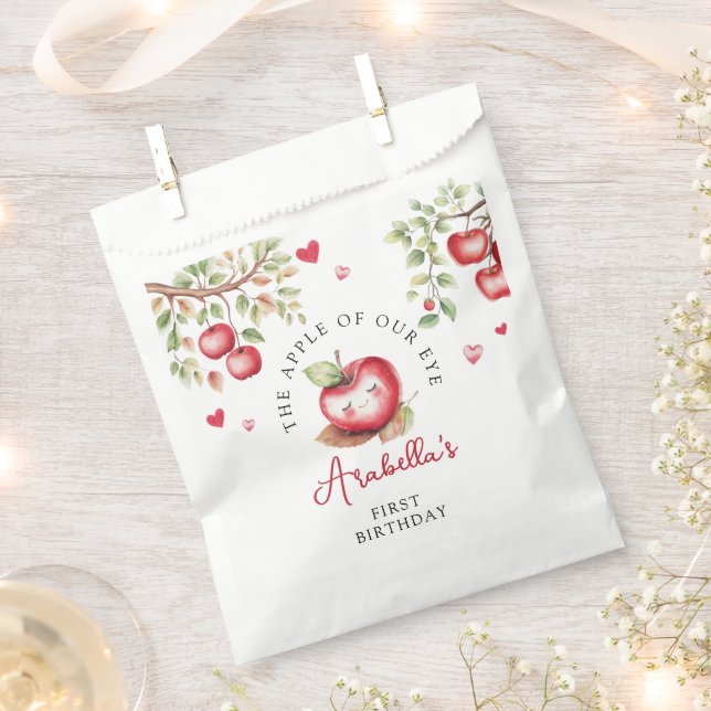 Sweet Apple Of Our Eye Birthday Party Favour Bag (Clipped)