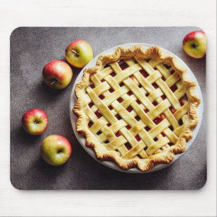 Sweet apple pie with lattice top, fresh apples mouse pad