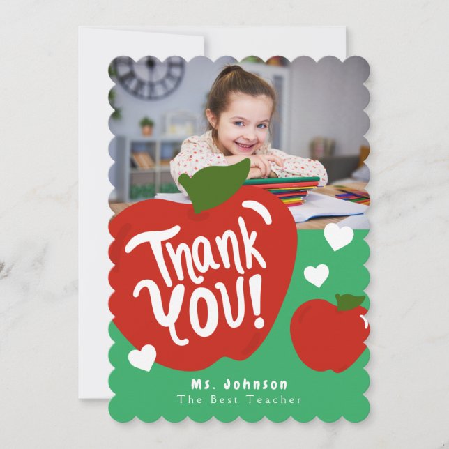 Sweet Apples Teacher Photo Greeting Card (Front)