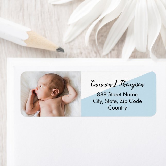 "Sweet Arrival" Personalised Baby Photo Return Lab Address Label (Insitu)