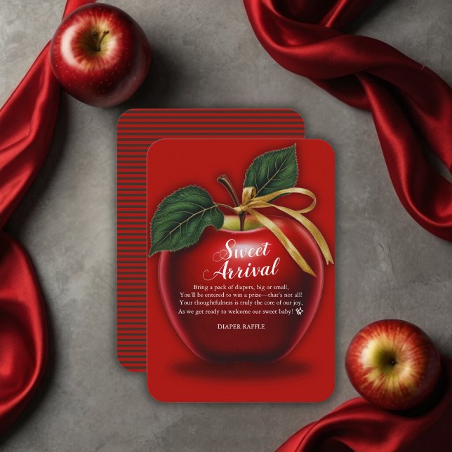 Sweet Arrival Red Apple Baby Shower Enclosure Card (Creator Uploaded)