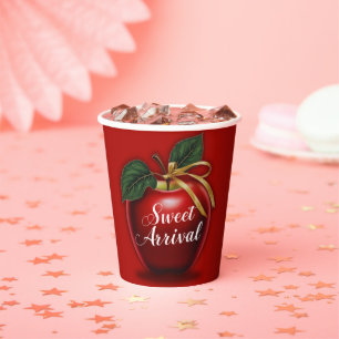 Sweet Arrival Red Apple Baby Shower Paper Cups