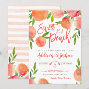 Sweet as a Peach Baby Shower Invitation