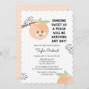 Sweet As A Peach Baby Shower Invitations