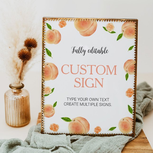 Sweet As A Peach Birthday Custom Table Sign (Creator Uploaded)