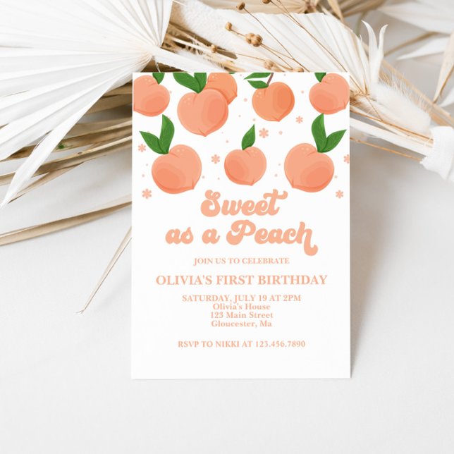 Sweet as a Peach Birthday Invitation (Creator Uploaded)