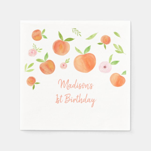 Sweet As A Peach Birthday Napkin (Front)