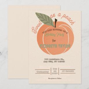 Sweet As A Peach Birthday Party Invitations