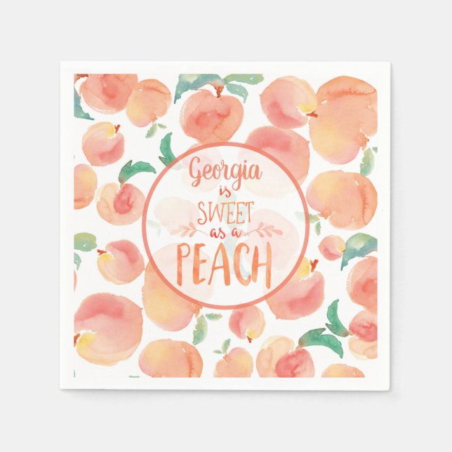 Sweet as a Peach Birthday Party Napkins (Front)