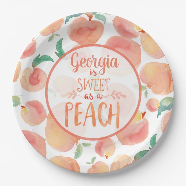 Sweet as a Peach Birthday Party Plates (Front)
