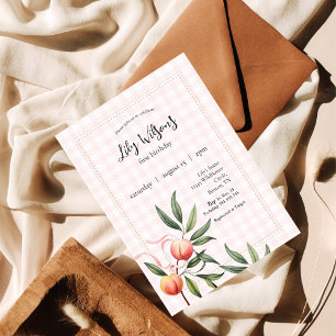 Sweet as a Peach Girl First Birthday Invitation