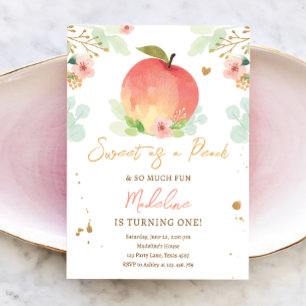 Sweet as a Peach Girl Peaches 1st First Birthday I Invitation