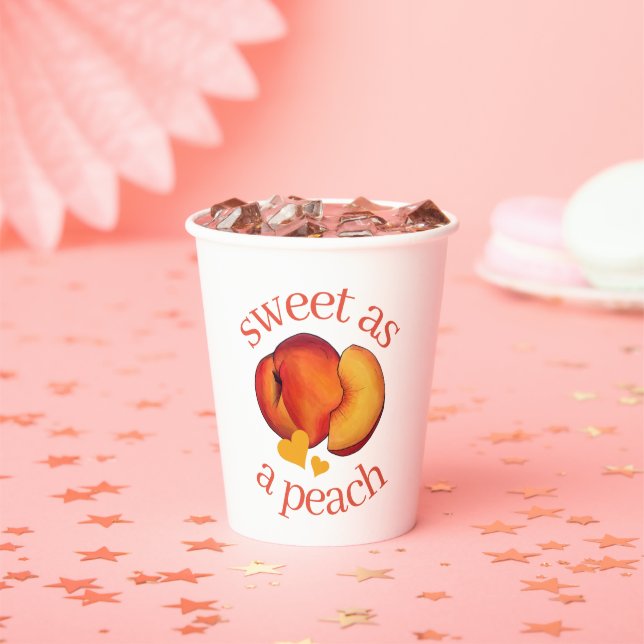 Sweet as a Peach Peaches 16 Sixteenth Birthday Paper Cups (Insitu)