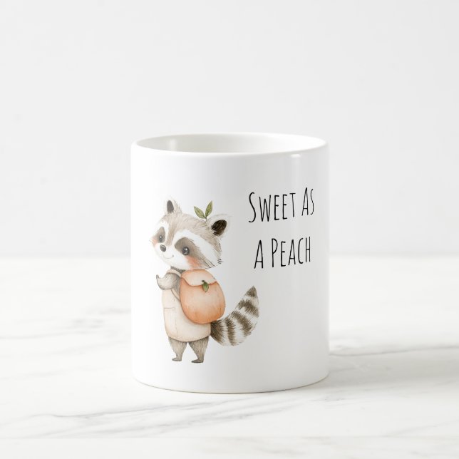 Sweet As A Peach Racoon Backpack Coffee Mug (Center)