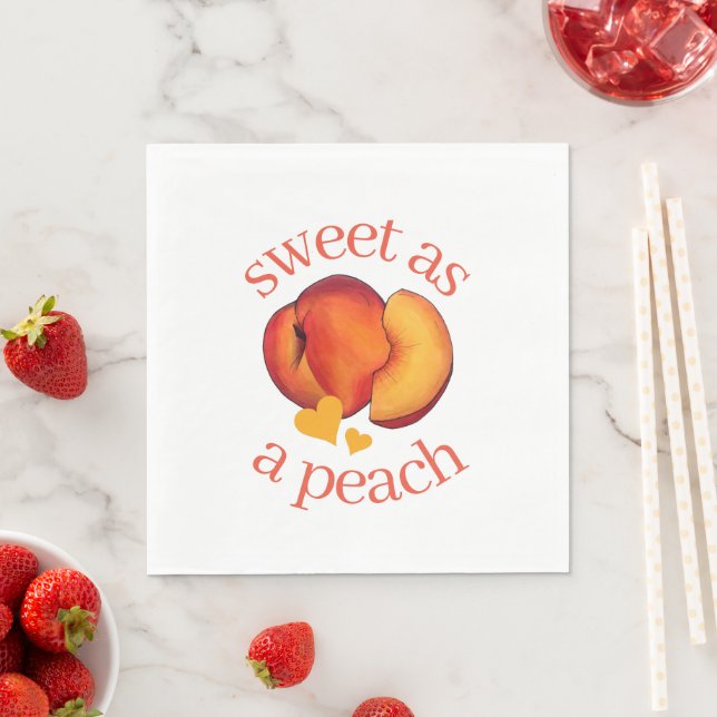 Sweet as a Peach Ripe Georgia Peaches Fruit Napkin (Insitu)