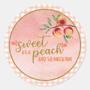 Sweet as a Peach Sticker - Gingham Pink