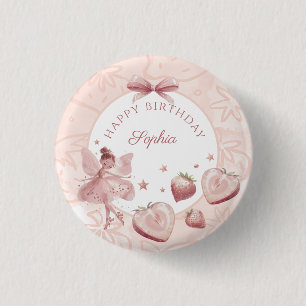 Sweet As A Strawberry Fairy Girl Birthday Welcome 3 Cm Round Badge