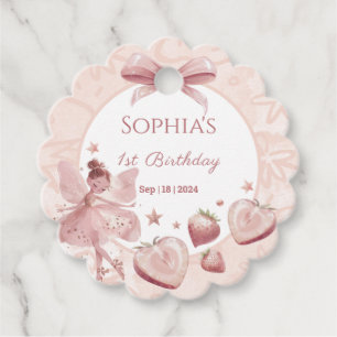 Sweet As A Strawberry Fairy Girl Birthday Welcome Favour Tags
