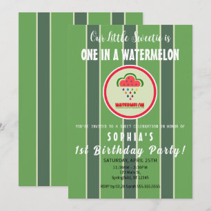 Sweet as a Watermelon - First Birthday Invitation