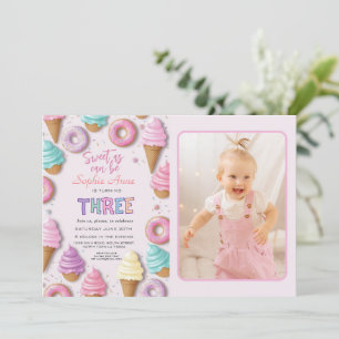 Sweet As Can Be Girl 3rd Birthday  Invitation