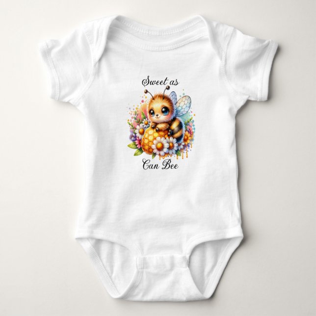 Sweet as Can Be | Honey bee and Flowers Baby Bodysuit (Front)
