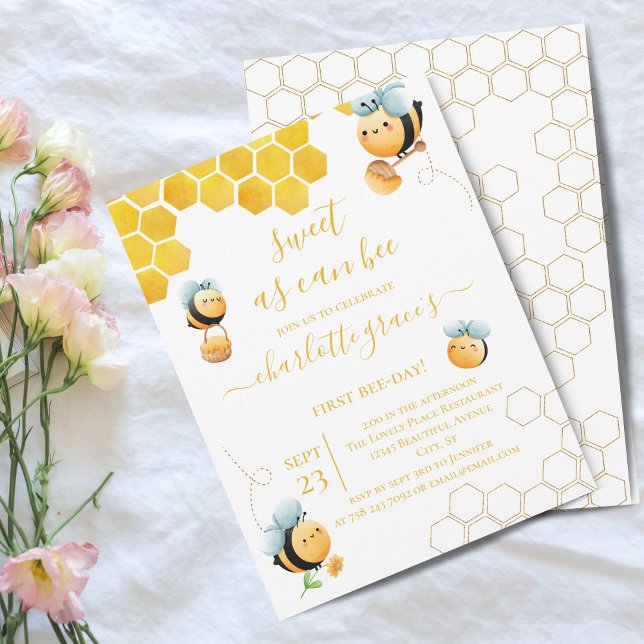 Sweet As Can Bee Any Age Birthday Invitation (Creator Uploaded)