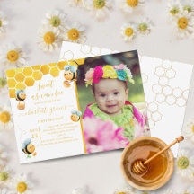 Sweet As Can Bee Any Age Photo Birthday  Invitatio