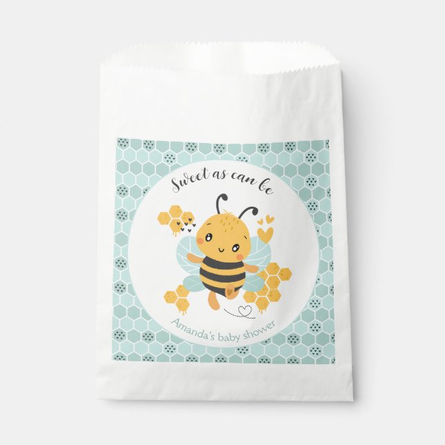 Sweet as Can Bee Baby Boy Baby Shower Favour Bag (Front)