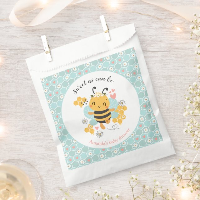 Sweet as Can Bee Baby Girl Baby Shower Favour Bag (Clipped)