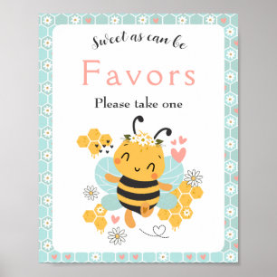 Sweet as Can Bee Baby Girl Baby Shower Favour sign
