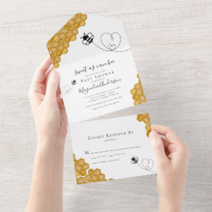 Sweet as Can Bee Baby Shower All In One Invitation