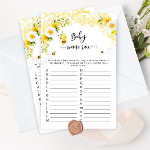 Sweet as can bee  baby shower Baby name race game
