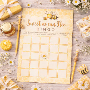 Sweet As Can Bee - Baby Shower Bingo Game Stationery